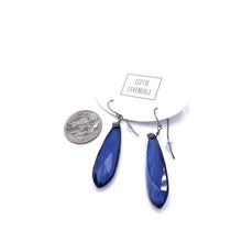 Load image into Gallery viewer, Denim Blue Faceted Briolette Leverback TearDrop Earrings