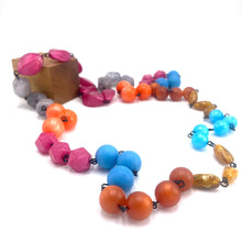Load image into Gallery viewer, Cranberry Grey &amp; Copper Rope Necklace