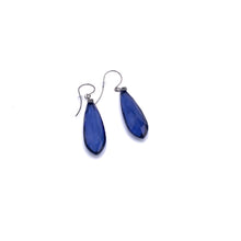 Load image into Gallery viewer, Denim Blue Faceted Briolette Leverback TearDrop Earrings