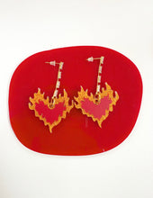 Load image into Gallery viewer, Fire Heart Emoji Acrylic Earrings