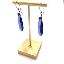 Load image into Gallery viewer, Denim Blue Faceted Briolette Leverback TearDrop Earrings
