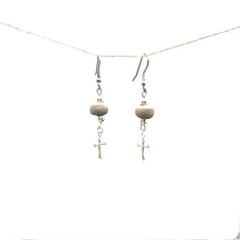 Load image into Gallery viewer, Cross Charm Earring- Taupe
