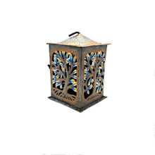 Load image into Gallery viewer, Painted Tree of Life Hanging Lantern- Blue/Bronze
