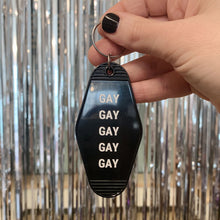 Load image into Gallery viewer, GAY GAY GAY GAY GAY Motel Style Keychain in Black