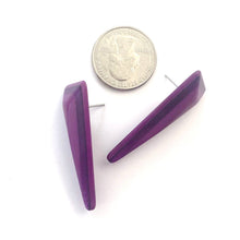Load image into Gallery viewer, Purple Sparkle Trio Stud Earrings
