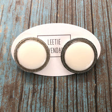 Load image into Gallery viewer, White Sparkle Disc Stud Earrings