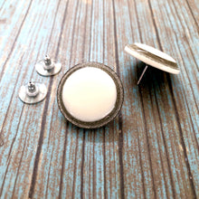 Load image into Gallery viewer, White Sparkle Disc Stud Earrings