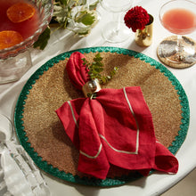 Load image into Gallery viewer, Gold trim dinner napkins, berry, set of two