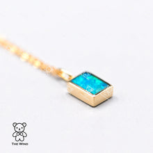 Load image into Gallery viewer, Geometric Pattern Rectangle Australian Doublet Opal Necklace 14k Yellow Gold