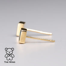 Load image into Gallery viewer, Geometric Square Shaped Australian Doublet Opal Stud Earrings 14K Yellow Gold