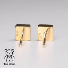 Load image into Gallery viewer, Geometric Square Shaped Australian Doublet Opal Stud Earrings 14K Yellow Gold