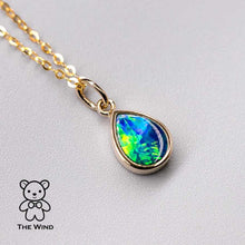 Load image into Gallery viewer, Geometric Pear Shaped Australian Doublet Opal Pendant 14k Yellow Gold