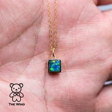 Load image into Gallery viewer, Geometric Square Shaped Australian Doublet Opal Pendant 14k Yellow Gold