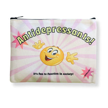 Load image into Gallery viewer, GetBullish Antidepressants! Canvas Zipper Pouch 9.5" x 7" | Cosmetics Bag or Pencil Case