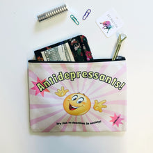 Load image into Gallery viewer, GetBullish Antidepressants! Canvas Zipper Pouch 9.5" x 7" | Cosmetics Bag or Pencil Case