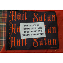 Load image into Gallery viewer, GetBullish Hail Satan Sarcastic Atheist Canvas Zipper Pouch 9.5" x 7" | Cosmetics Bag or Pencil Case