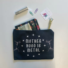Load image into Gallery viewer, GetBullish Motherhood is Metal Canvas Zipper Pouch 9.5" x 7" | Cosmetics Bag or Pencil Case
