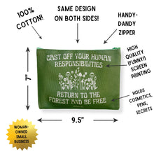 Load image into Gallery viewer, GetBullish Return to the Forest Canvas Zipper Pouch 9.5" x 7" | Cosmetics Bag or Pencil Case