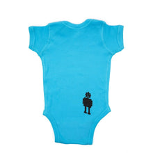 Load image into Gallery viewer, GetBullish Robot Gender Roles Feminist Baby Bodysuit in Bright Aqua | Hand Silk-Screened