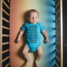 Load image into Gallery viewer, GetBullish Robot Gender Roles Feminist Baby Bodysuit in Bright Aqua | Hand Silk-Screened