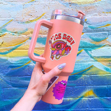 Load image into Gallery viewer, World’s Best Cup: The GetBullish Sticker Tumbler 40 Oz Handle Travel Mug - Choose Your Own Sticker Pack
