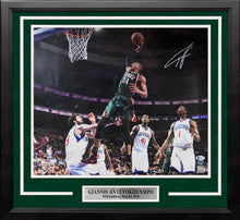 Load image into Gallery viewer, Giannis Antetokounmpo Slam Dunk v. 76ers Milwaukee Bucks Autographed 16x20 Framed Basketball Photo