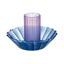 Load image into Gallery viewer, Glass Candle Holder in Blue-Purple | Aesthetic Candle Sticks Holder in Tinted Glass | 3.5"