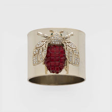 Load image into Gallery viewer, Sparkle bee napkin rings, ruby, set of two