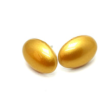 Load image into Gallery viewer, Gold Glisten Metallic Lucite Oval Stud Earrings