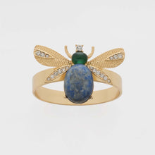 Load image into Gallery viewer, Etched wing bug skinny napkin rings, lapis lazuli, set of four