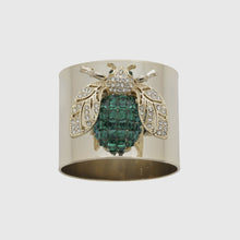 Load image into Gallery viewer, Sparkle bee napkin rings, emerald, set of two
