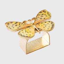 Load image into Gallery viewer, Painterly butterfly napkin rings, yellow, set of four