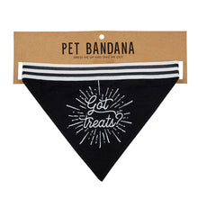 Load image into Gallery viewer, Got Treats Black Pet Bandana  | 9" W x 6" H