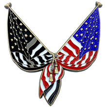 Load image into Gallery viewer, DL10-01 Thin Gray Line Flag Pin 2 inch with dual pin posts CO Correctional Officer Corrections prison jail