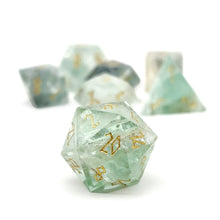 Load image into Gallery viewer, Green Fluorite - 7 Piece RPG Set Gemstone Dice