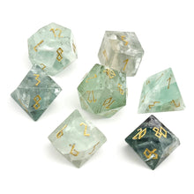 Load image into Gallery viewer, Green Fluorite - 7 Piece RPG Set Gemstone Dice