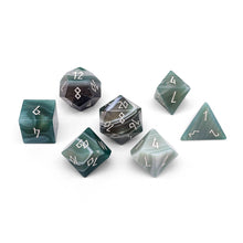 Load image into Gallery viewer, Green Striped Agate - 7 Piece RPG Set Gemstone Dice