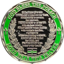 Load image into Gallery viewer, GL3-007 Saint Michael Police Prayer Challenge Coin Thin Green Line Army Marines CBP Border Patrol St. Michael Protect Us
