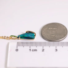 Load image into Gallery viewer, Green Colored Black Opal &amp; Diamond Tsavorite Necklace 18K Yellow Gold