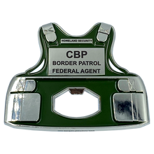 Load image into Gallery viewer, DL5-10 Border Patrol Bottle Opener Body Armor Ballistic Vest Challenge Coin Agent CBP BPA