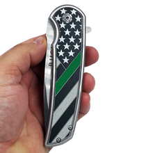 Load image into Gallery viewer, BL1-01 Thin Green Line pocket tool Police Law Enforcement Army Marines Border Patrol Security Rescue Tactical Survival