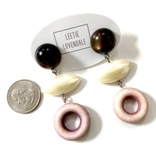 Load image into Gallery viewer, Dusty Rose Moonglow &amp; Pearl Drop Statement Earrings