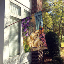 Load image into Gallery viewer, Yellow Labrador Puppies by Lesley Hallas Flag Canvas House Size HLH0418CHF