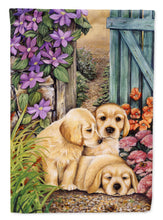 Load image into Gallery viewer, Yellow Labrador Puppies by Lesley Hallas Flag Canvas House Size HLH0418CHF