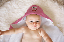 Load image into Gallery viewer, Pink Monster Soft and Absorbent Hooded Baby Towel