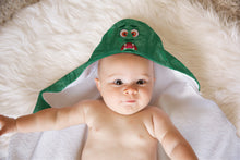 Load image into Gallery viewer, Dark Green Monster Soft and Absorbent Hooded Baby Towel
