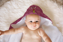 Load image into Gallery viewer, Magenta Monster Soft and Absorbent Hooded Baby Towel
