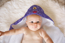 Load image into Gallery viewer, Purple Monster Soft and Absorbent Hooded Baby Towel