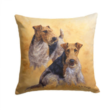 Load image into Gallery viewer, Fox Terriers by Michael Herring Throw Pillow - 14x14 Decorative Pillow – Art for Your Home &amp; Patio HMHE0180PW1414