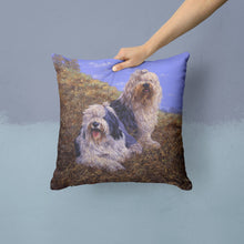 Load image into Gallery viewer, Old English Sheepdogs by Michael Herring Throw Pillow - 14x14 Decorative Pillow – Art for Your Home &amp; Patio HMHE0229PW1414